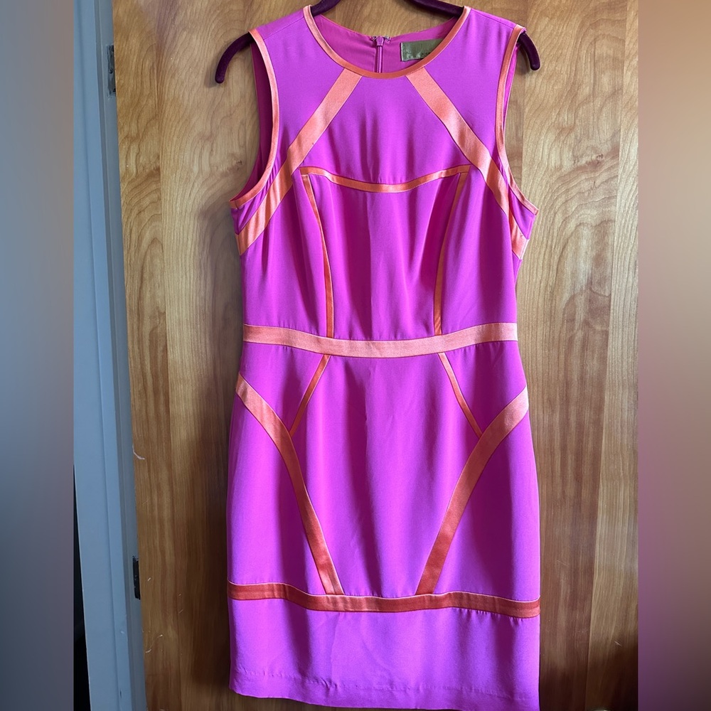 Nicole Miller NEW SILK Dress Pink and Orange Size 10